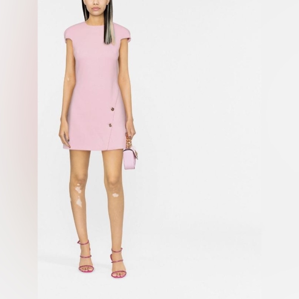 Versace Medusa Head-buttons mini pink dress medium new with tags